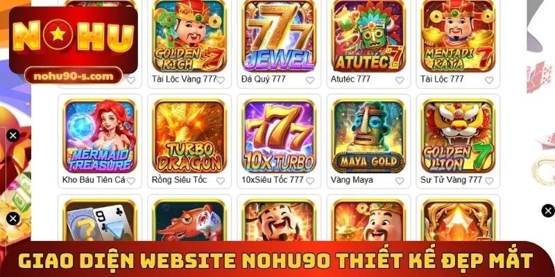 Giao diện website Nohu90 thiết kế đẹp mắt 